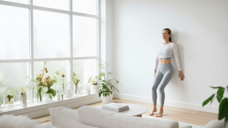 Exercices Pilates au mur